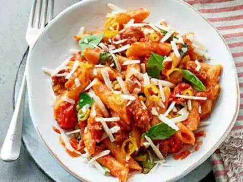 One pot pasta chorizo poivrons et tomates au cookeo