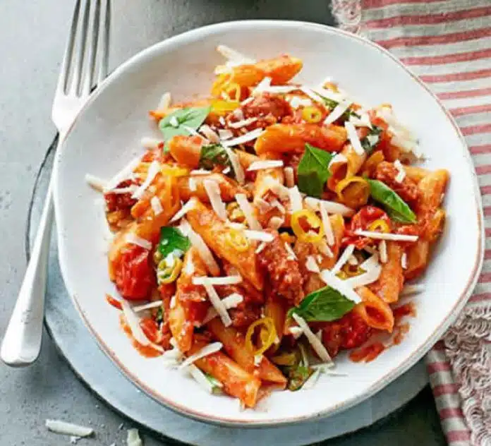 One pot pasta chorizo poivrons et tomates au cookeo