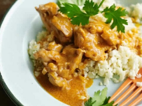 Poulet au beurre avec riz de chou-fleur au thermomix