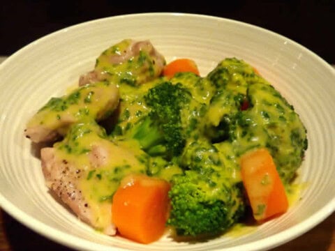 Poulet aux légumes sauce poireaux et moutarde au thermomix