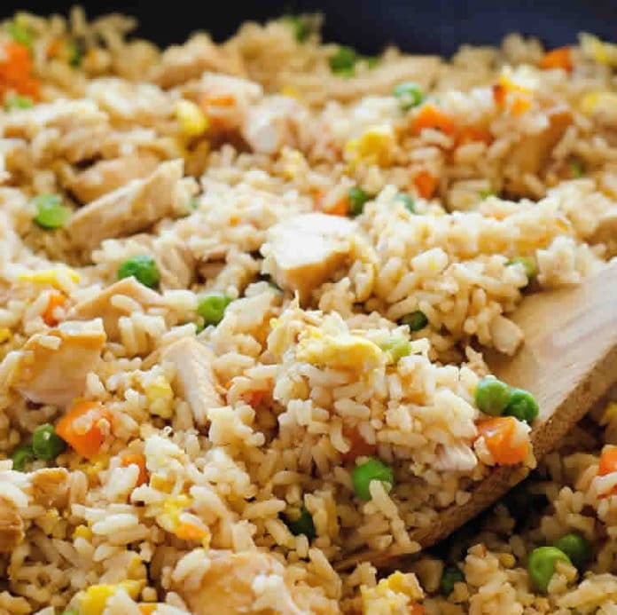 Recette de riz frit au poulet et aux légumes ww