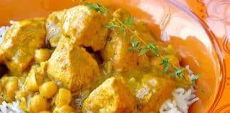 Recette escalope de poulet au pois chiches et curry ww
