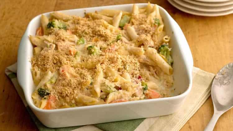 Recette gratin pennes thon aux champignons ww