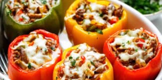 Recette poivron farci au riz et viande hachée ww