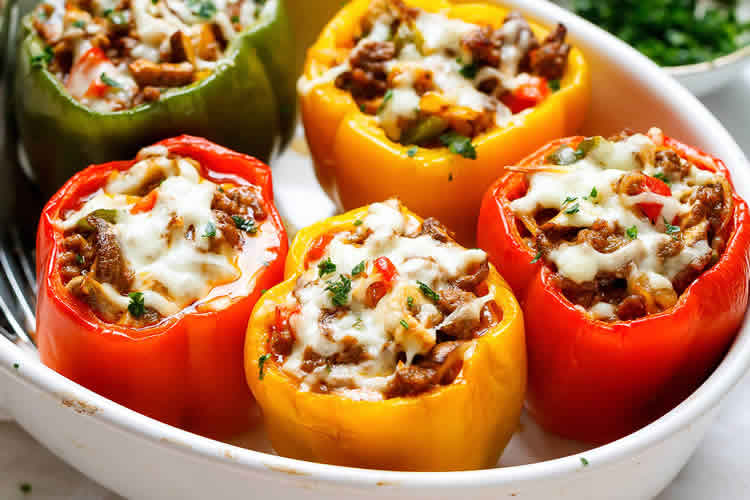 Recette poivron farci au riz et viande hachée ww