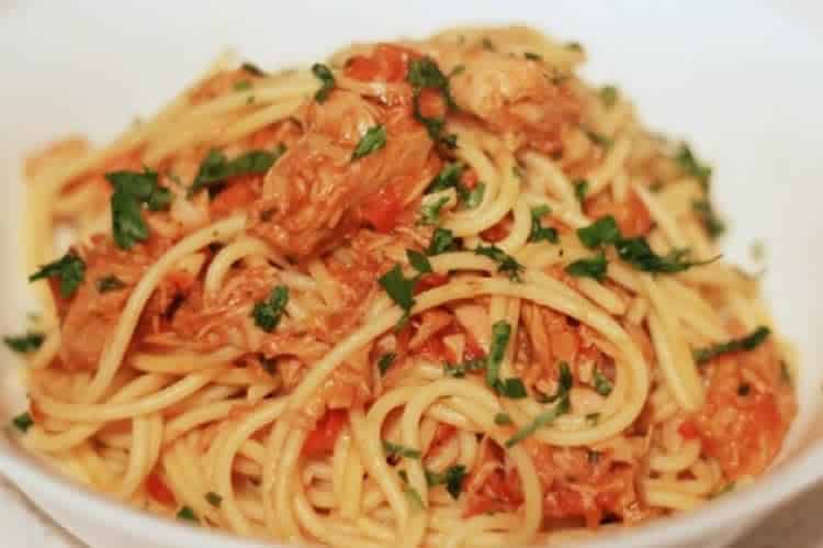 Recette pâtes avec sauce tomate et thon ww