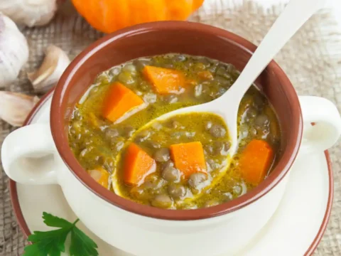 Soupe de potimarron et lentilles au cookeo