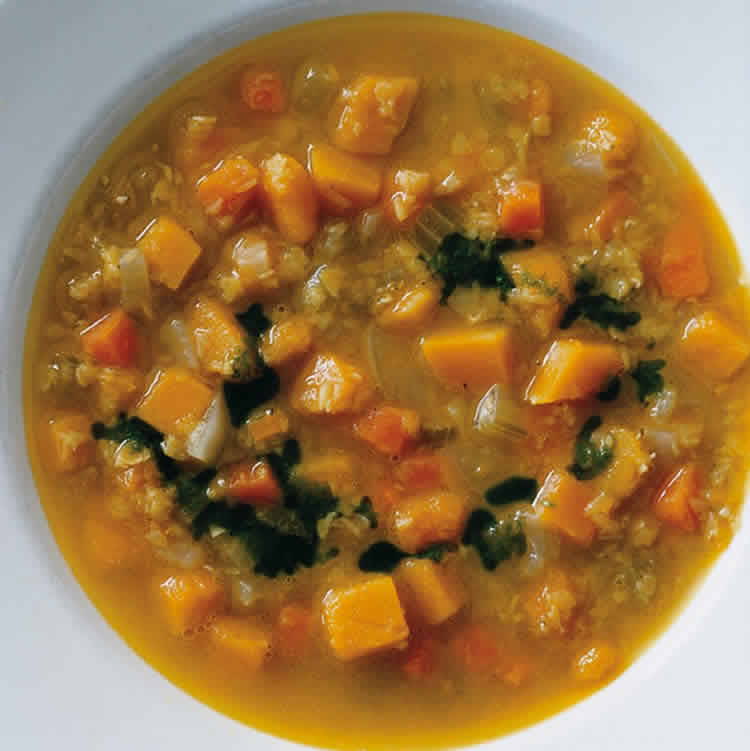 Soupe de potimarron et lentilles au cookeo