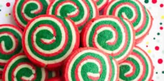 Biscuits spirales tricolores de Noël