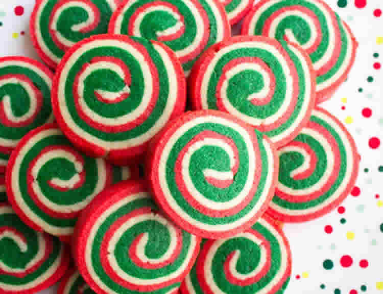 Biscuits spirales tricolores de Noël