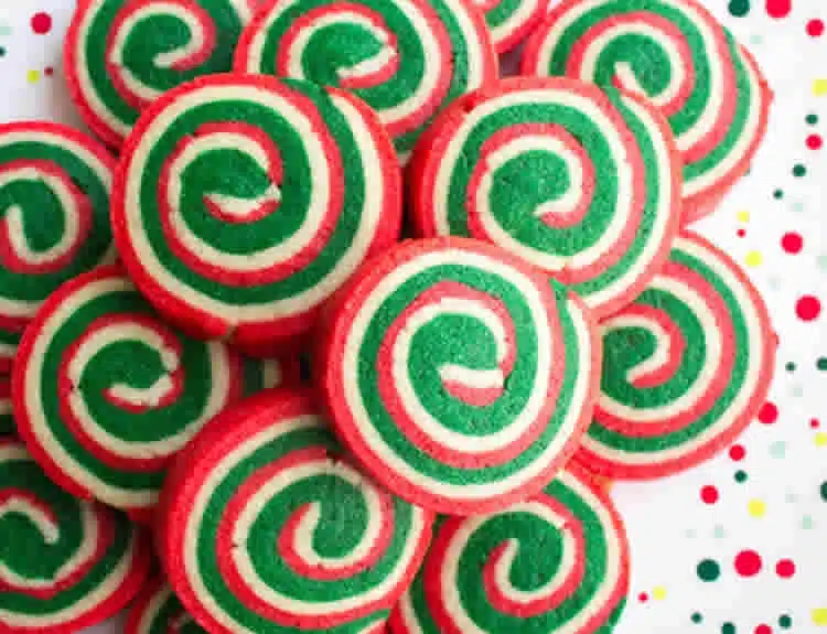 Biscuits spirales tricolores de Noël