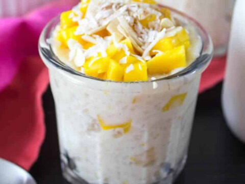 Dessert thaïlandais riz au lait de coco et mangue au cookeo