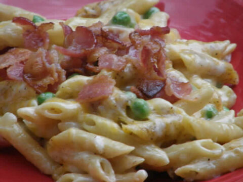 Pâtes fromage et bacon au cookeo