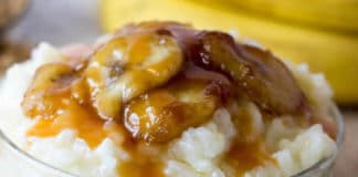 Riz au lait et bananes caramélisées