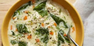 Soupe au poulet et épinards
