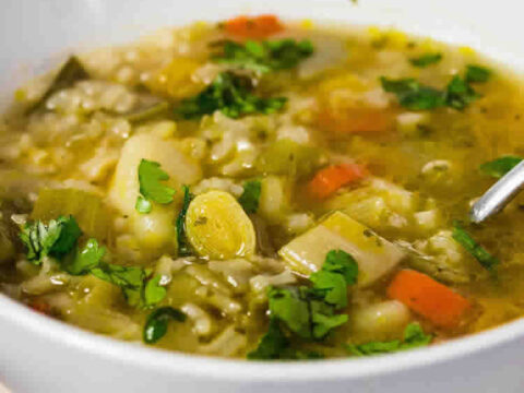 Soupe riz carottes poireaux