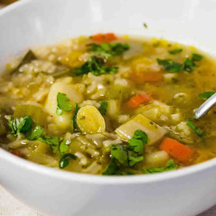 Soupe riz carottes poireaux