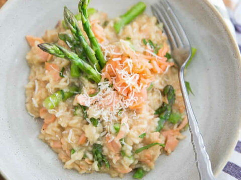 Risotto au saumon et asperges au cookeo