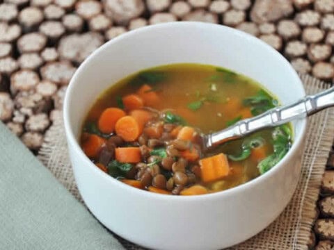 Soupe épinards et lentilles au thermomix
