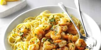 Spaghetti aux crevettes au citron et ail