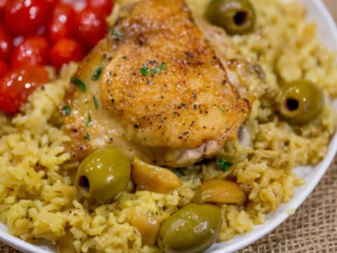 Poulet aux olives et oignon au thermomix