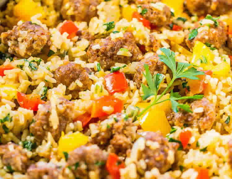 Riz saucisses et poivron au cookeo
