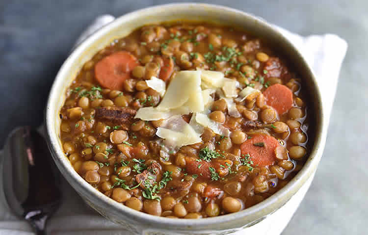 Lentilles aux carottes et lardons au cookeo