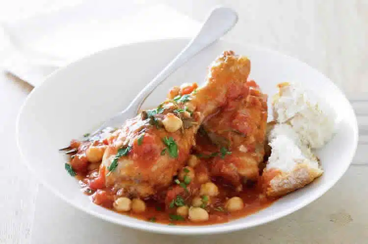 Recette poulet tomate pois chiches ww