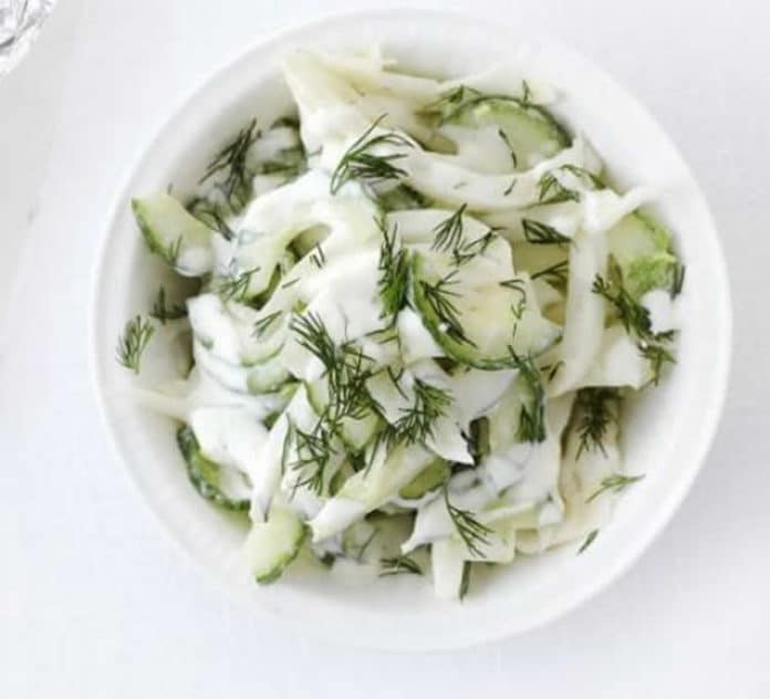 Recette salade concombre yaourt ww