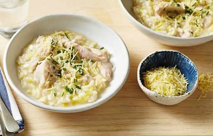 Risotto au poulet et poireaux au cookeo
