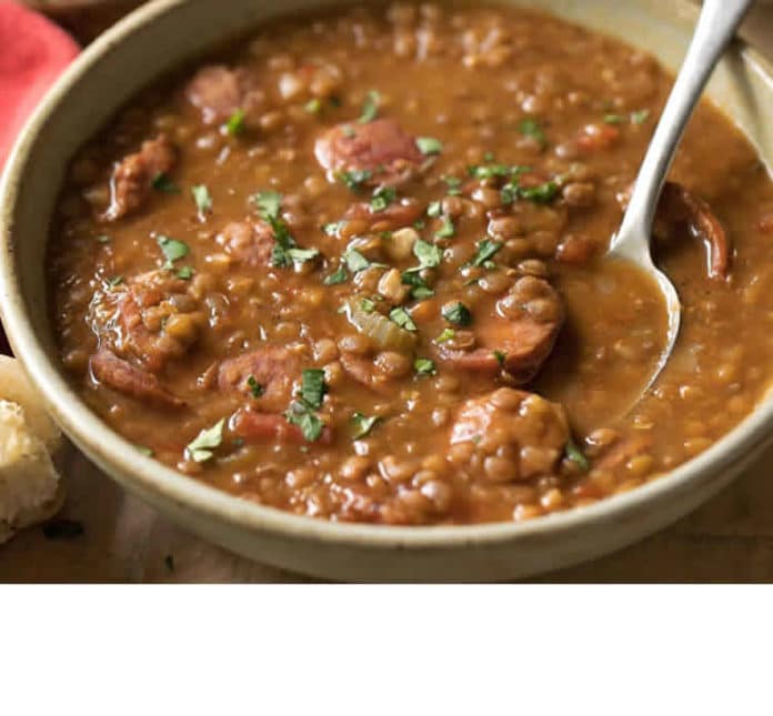 Saucisses aux lentilles au thermomix