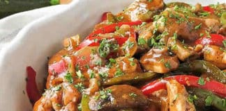 poulet aux 2 poivrons au cookeo