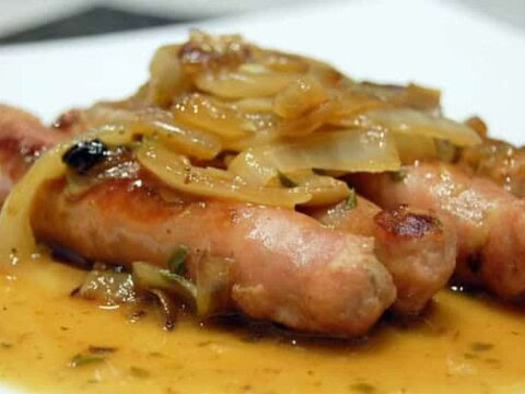 saucisses aux oignons et vin au thermomix