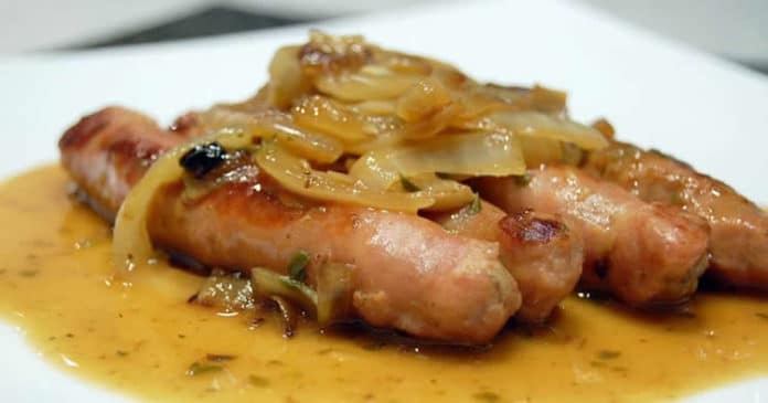 saucisses aux oignons et vin au thermomix
