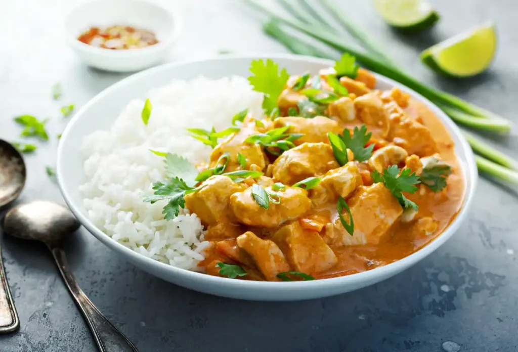 Poulet au curry et crème fraîche