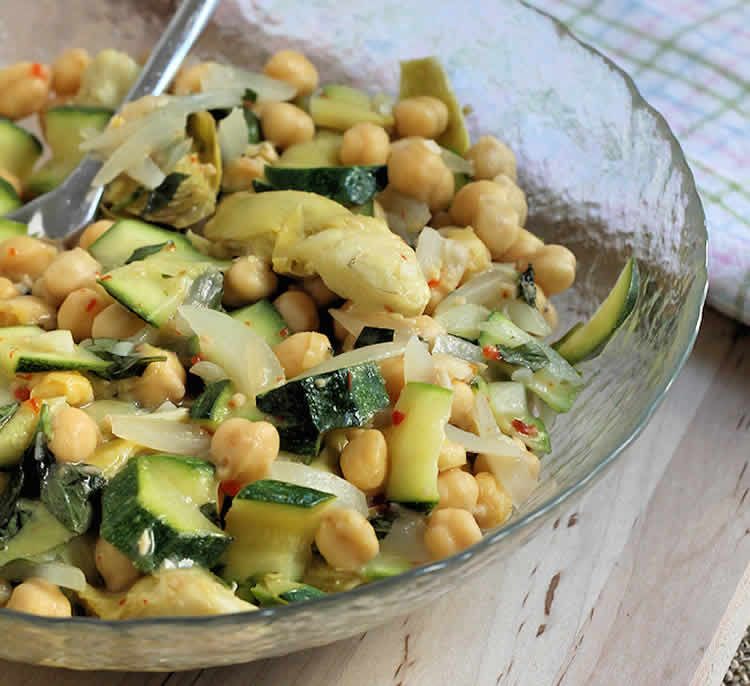Recette salade de courgettes et pois chiches ww