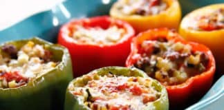 poivrons farcis au riz et viande hachée