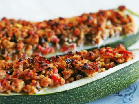 Courgettes farcies à la dinde