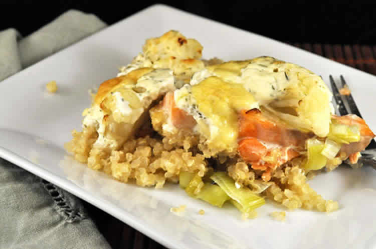 Gratin de chou-fleur au saumon