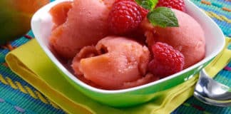 Sorbet aux framboises et à la mangue au thermomix