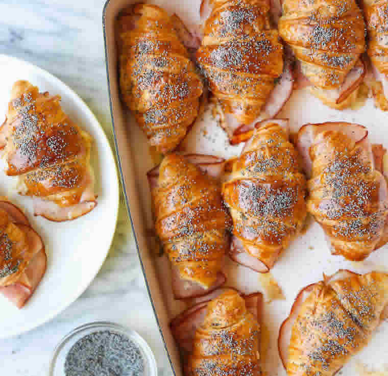 Mini croissant au jambon et fromage