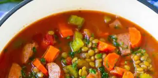 Soupe aux lentilles avec saucisses au thermomix