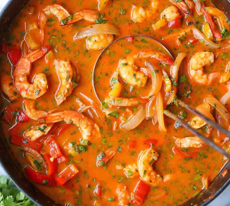 Soupe thai lait de coco et crevettes