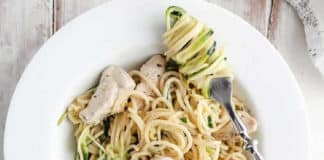 Spaghettis au poulet et courgette ww
