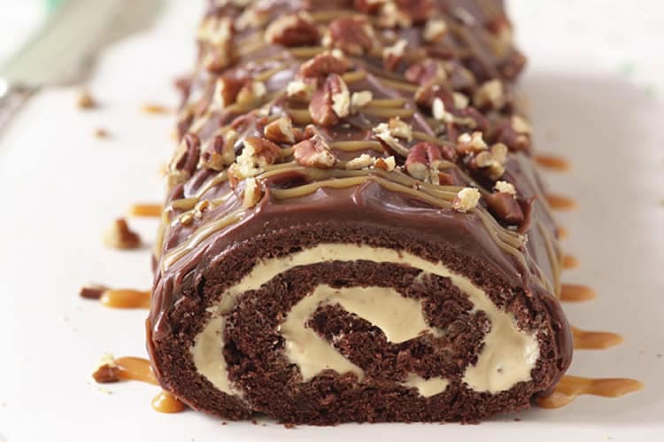 Bûche de noël au chocolat et au caramel