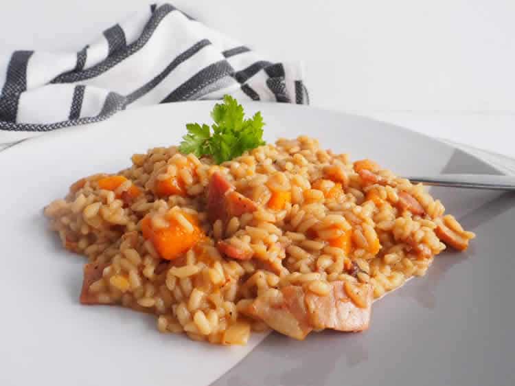 Risotto au potiron et aux lardons au cookeo
