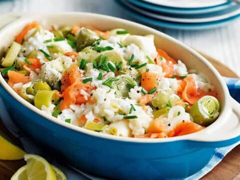 Risotto aux poireaux et saumon au cookeo