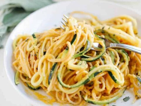 Spaghetti à la crème de butternut et courgette