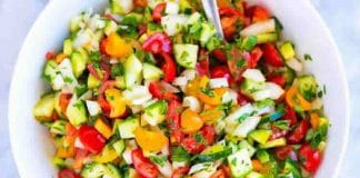 Salade de tomate oignon et concombre