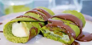 Crêpe matcha au massepain au thermomix